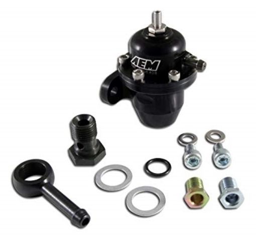 Bilde av AEM Acura og Honda Drivstofftrykkregulator Inline med 90 graders returlinje kobling - 25-303BK