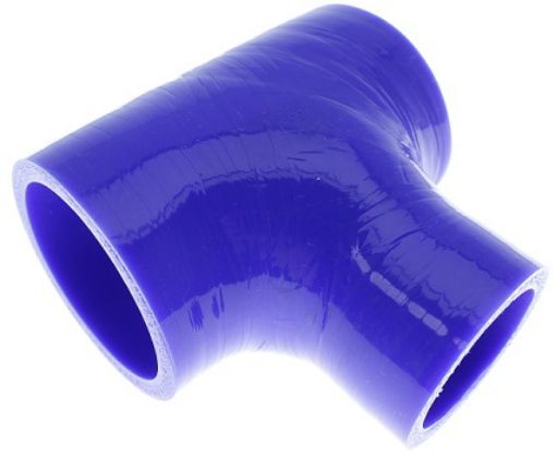 Bilde av T-stykke silikonslange - Blå 3" - 25 mm. Studs