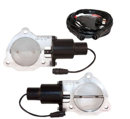 Bilde av QTP 3.5in Bolt-On QTEC Dual Electric Cutout Valves - Pair