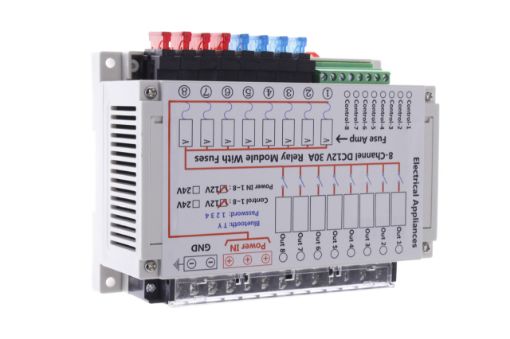 Bilde av TYTXRV 8-channel DC 12V 30A relay module with fuses