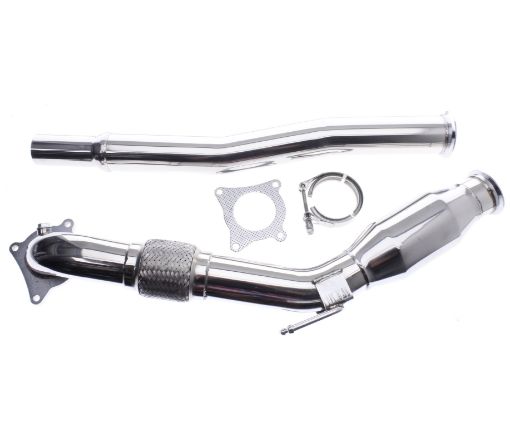 Bilde av 3" TFSI Downpipe / fremre rør - Med 200 cellers Racerkatalysator - SS201