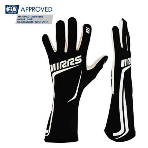 Bilde av RRS GRIP 2 racing gloves - Black logo WHITE - FIA 8856-2018 - 2XL