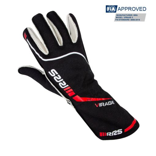 Bilde av Racing gloves RRS VIRAGE 3 - BLACK logo RED - FIA 8856-2018 - S