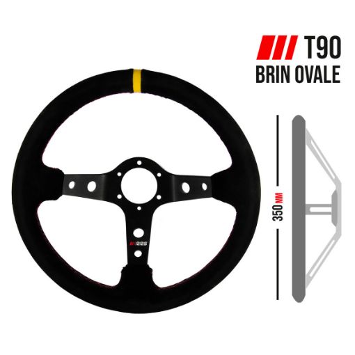 Bilde av RRS RALLY steering wheel – F90 350mm -Sort Ruskind- Oval  37x29 mm