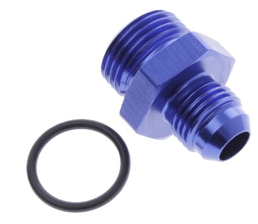 Bilde av AN4 Han - AN3 O-ring (3/8"x24 SAE UNF) Han - Nippel kobling - Blå Alu