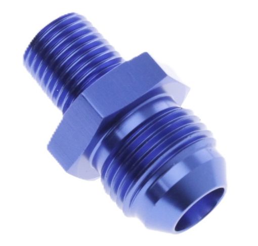 Bilde av AN4 Han - 1/4"NPT Han - Nippel kobling - Blå Alu