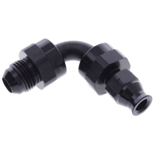 Bilde av 90gr. AN fitting - Tube To Male Adapter AN-6 -> Hardtube 3/8" (9,52mm.) sort