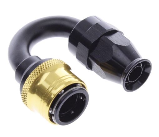 Bilde av 180° PTFE Quick Connect Hose Ends -Black/Gold - AN8