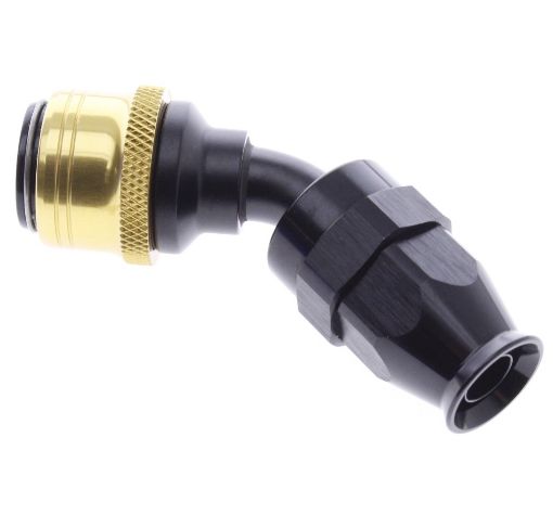 Bilde av 45° PTFE Quick Connect Hose Ends -Black/Gold - AN8